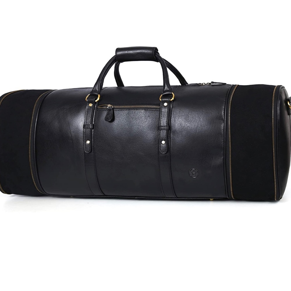 BRAND NEW EXTENDABLE REAL BUFFALO LEATHER DUFFLE TRAVEL OVERNIGHT BAG NWT - Picture 2 of 7